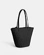 COACH®,SMALL STRAW TOTE,Argenté/Noir,Angle View