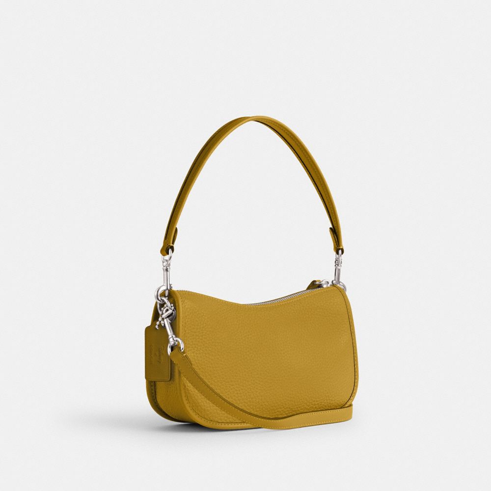 Coach Disney X  Swinger Bag In Regenerative Leather With Mickey Mouse And Friends In Silver/flax Multi