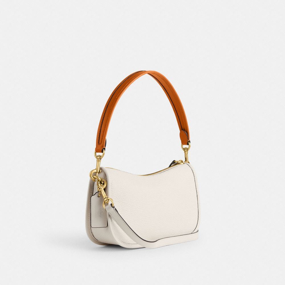 Coach Disney X  Swinger Bag In Regenerative Leather With Mickey Mouse In Brass/chalk Multi