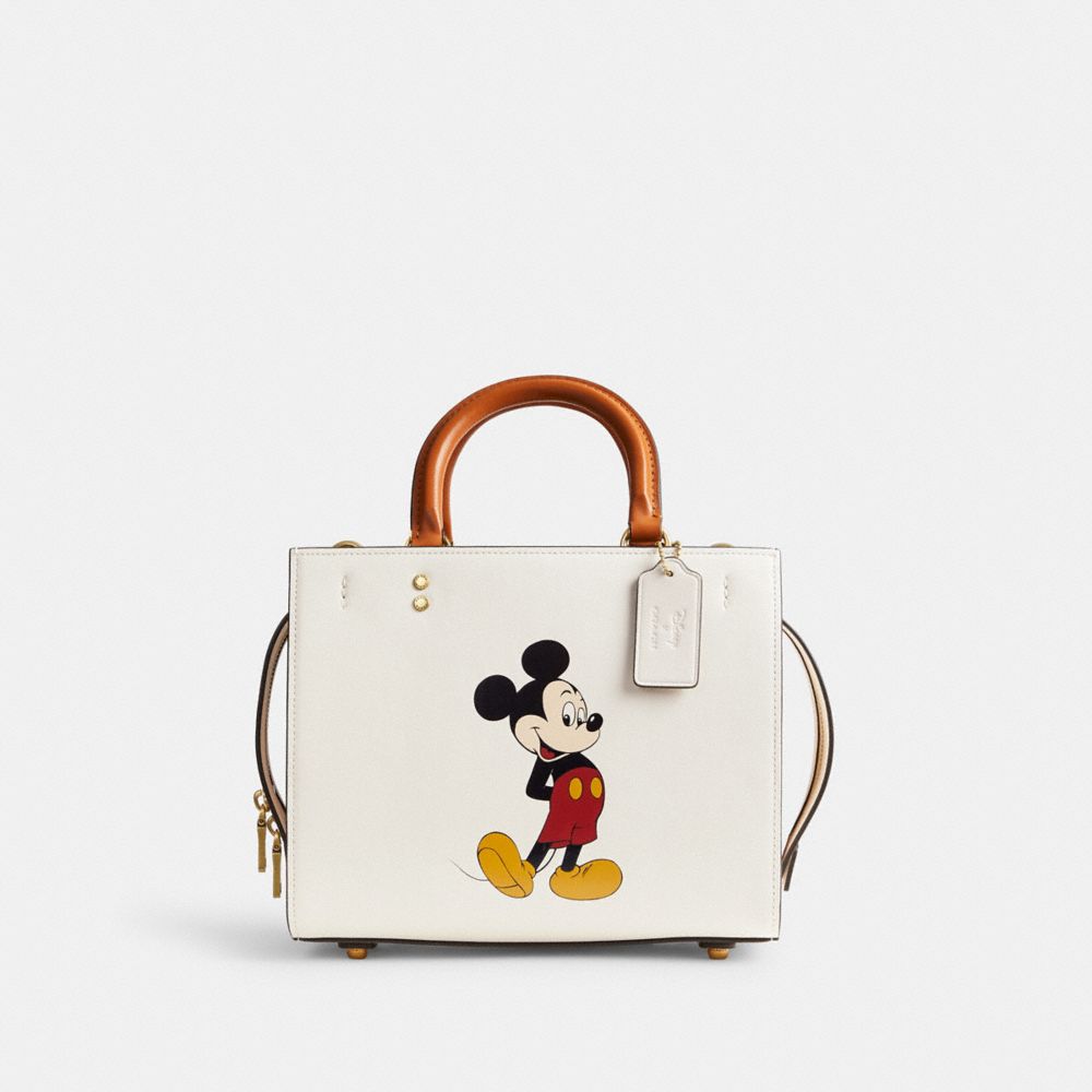 Coach Disney X  Rogue Bag 25 With Mickey Mouse In Brass/chalk Multi