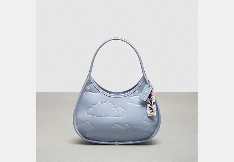 COACH®,Ergo in Crinkled Patent Leather: Embossed Cloud Print,Coachtopia Leather,Small,Twilight,Front View