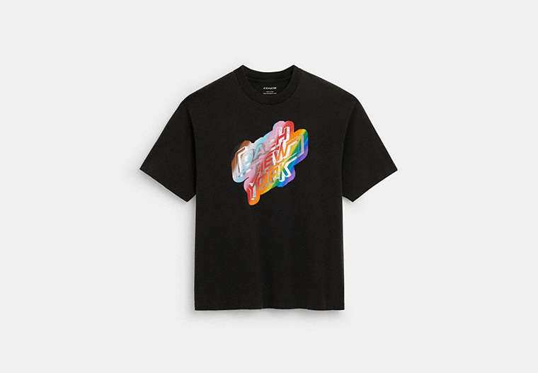 COACH®,RAINBOW NEW YORK T-SHIRT IN ORGANIC COTTON,cotton,Washed Black,Front View image number 0