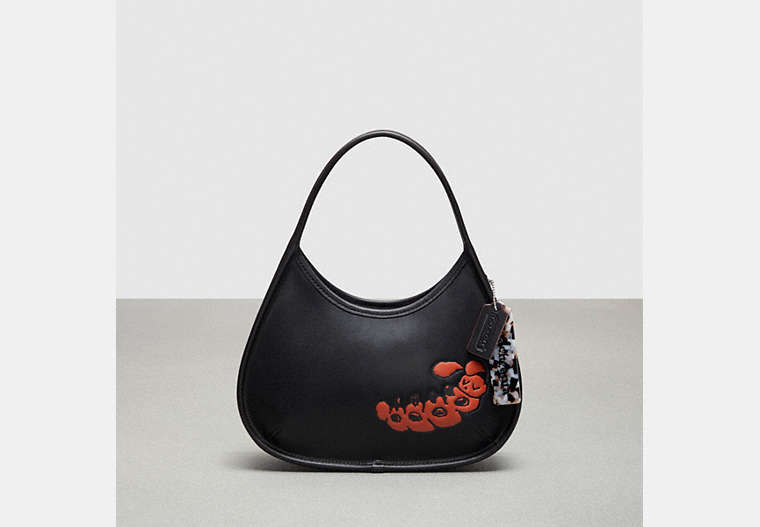 COACH®,Ergo Bag in Coachtopia Leather: Sleepy Caterpillar Motif,Coachtopia Leather,Small,Black,Front View image number 0