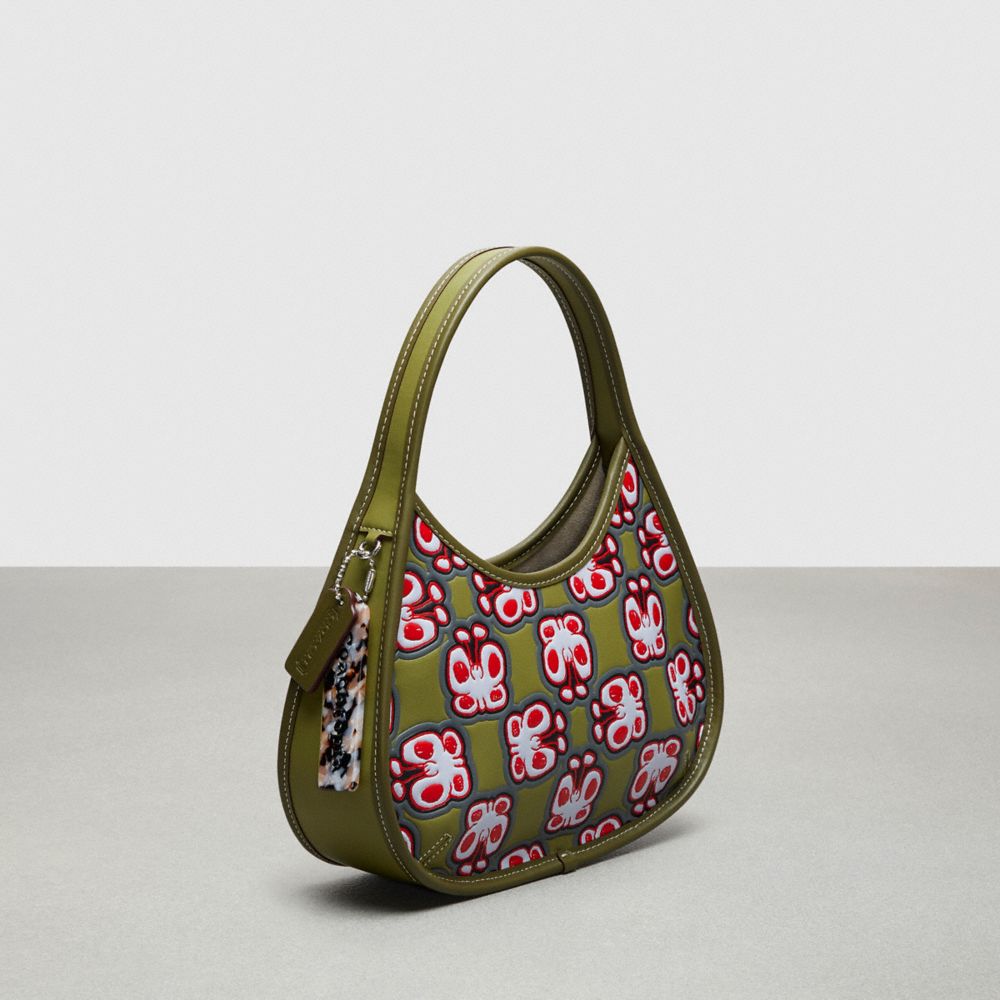 COACH®,Ergo Bag in Coachtopia Leather: Butterfly Print,Small,Checkerboard,Olive Green Multi,Angle View