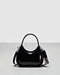 COACH®,Mini Ergo Bag with Crossbody Strap in Crinkled Patent Leather,Coachtopia Leather,Mini,Black,Front View