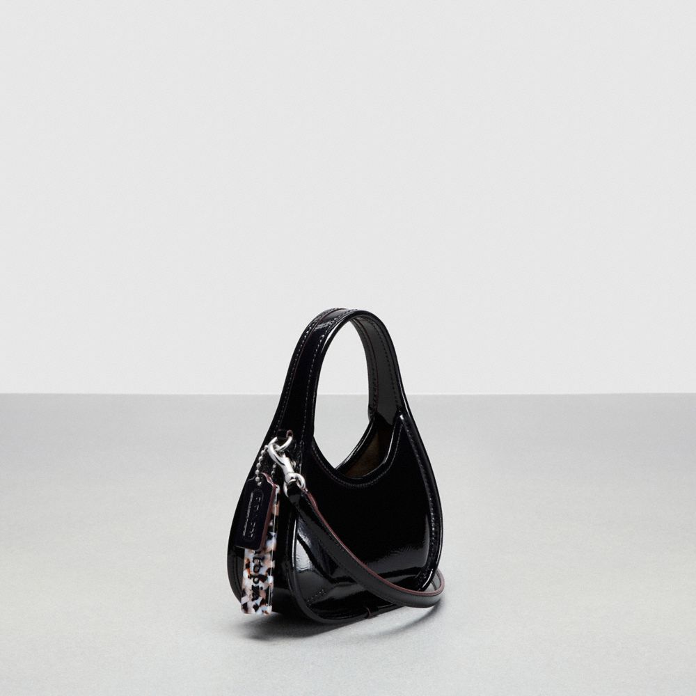 COACH®,Mini Ergo Bag In Crinkle Patent Coachtopia Leather,Recycled Polyester,Leather,Crossbody,Logo,Adjustable,Casual,Black,Angle View