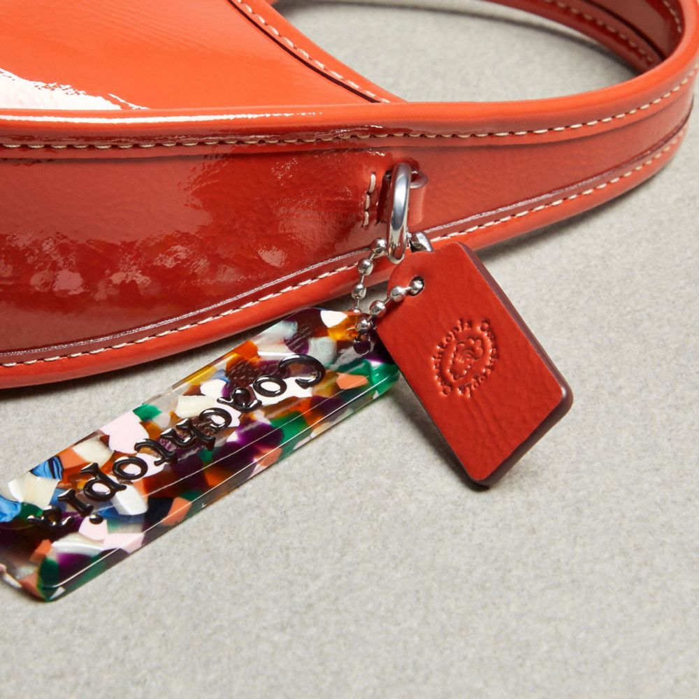COACH®,Mini Ergo Bag In Crinkle Patent Coachtopia Leather,Recycled Polyester,Leather,Crossbody,Logo,Adjustable,Casual,Red