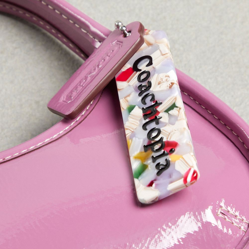 COACH®,Mini Ergo Bag In Crinkle Patent Coachtopia Leather,Recycled Polyester,Leather,Crossbody,Logo,Adjustable,Casual,Purple,Group View