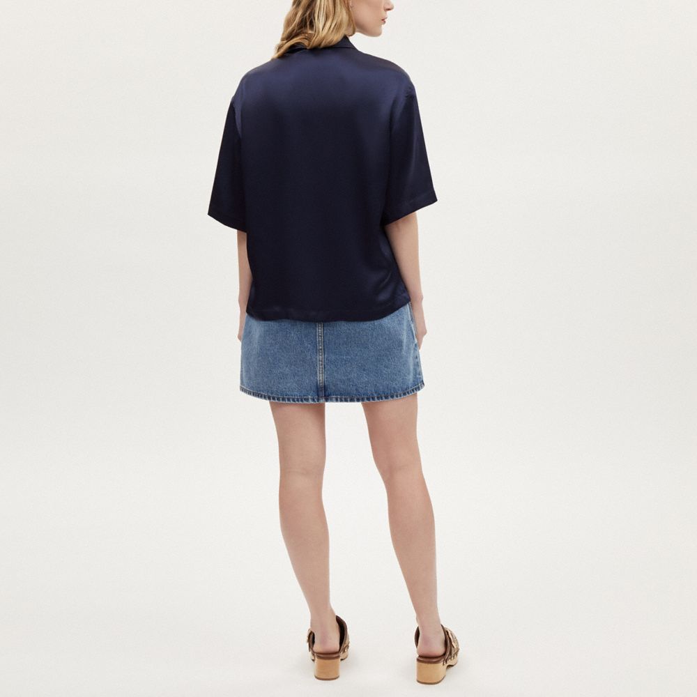 COACH®,ソリッド シルク トップ・フローラル エンブロイダリー,トップス&ワンピース,