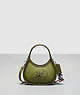 COACH®,Mini Ergo Bag with Crossbody Strap in Coachtopia Leather: Flower Motif,Coachtopia Leather,Mini,Olive Green Multi,Front View