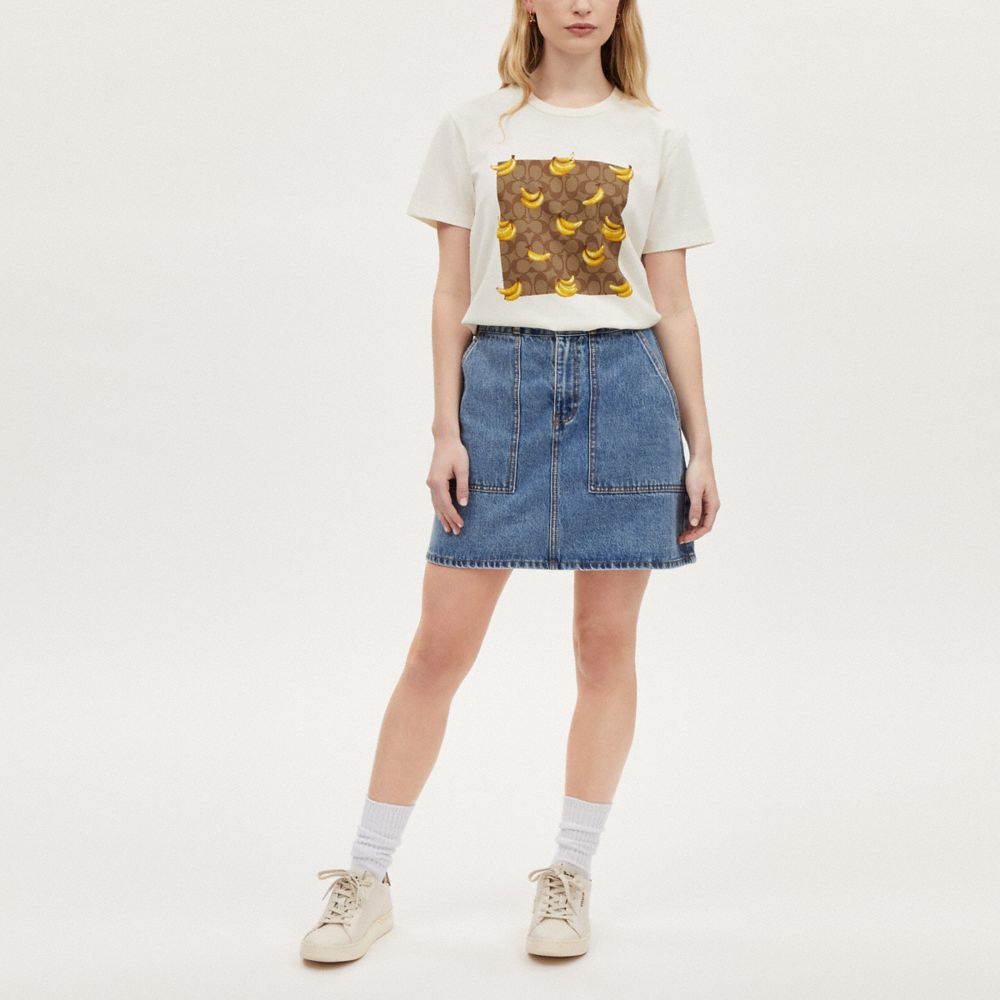 COACH®,Banana Print Signature T Shirt In Organic Cotton,,Scale View