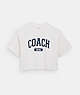 COACH®,VARSITY CROPPED T-SHIRT IN ORGANIC COTTON,Other,White,Front View