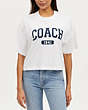 COACH®,VARSITY CROPPED T-SHIRT IN ORGANIC COTTON,Other,White,Scale View