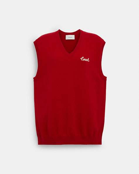 COACH®,SWEATER VEST,Other,Red,Front View