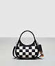 COACH®,Mini Ergo Bag with Crossbody Strap in Checkerboard Upcrafted Leather,Upcrafted Leather™,Mini,Checkerboard,Black/Chalk,Front View