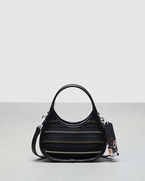 COACH®,Mini Ergo Bag with Crossbody Strap in Zipper Upcrafted Leather,Upcrafted Leather™,Mini,Black,Front View