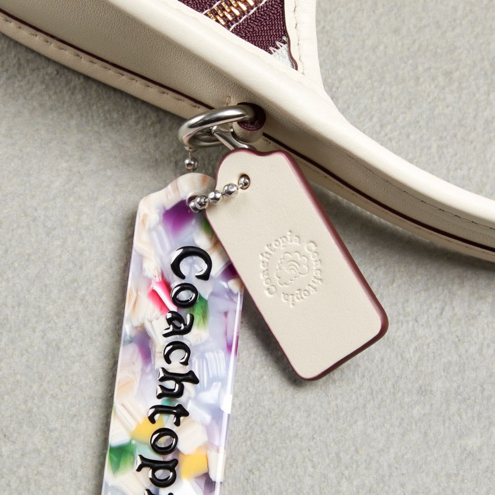 COACH®,Mini Ergo Bag In Upcrafted Zippers,Leather,Hobo,Plastic,Zipper Trim,Tag Embellishment,Compact,Silver Metal,Casual,Multi Color