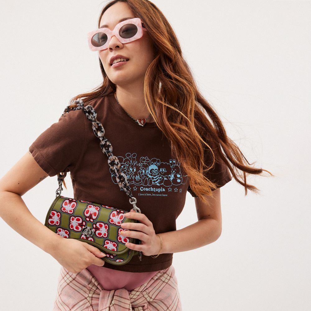 COACH®,Wavy Dinky Bag In Coachtopia Leather With Butterfly Print,,Detail View