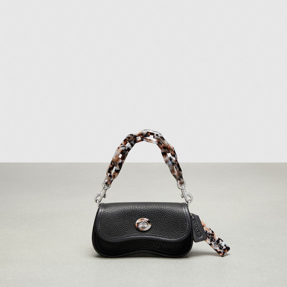 Coachtopia Mini Wavy Dinky Bag with Crossbody Strap in Coachtopia Leather Designer Crossbody - Black Sustainable & Eco Friendly