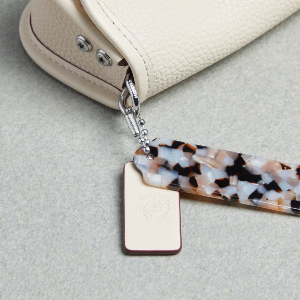 COACH®,Mini Wavy Dinky Bag In Coachtopia Leather,Leather,Acrylic,Crossbody,Plastic,Tag Embellishment,Chain Detail,Silver M...,Cream