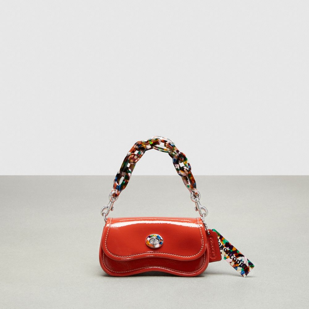 COACH®,Mini Wavy Dinky Bag In Crinkle Patent Coachtopia Leather,,Front View