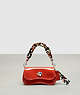 COACH®,Mini Wavy Dinky Bag with Crossbody Strap in Crinkled Patent Leather,Coachtopia Leather,Mini,Deep Orange,Front View