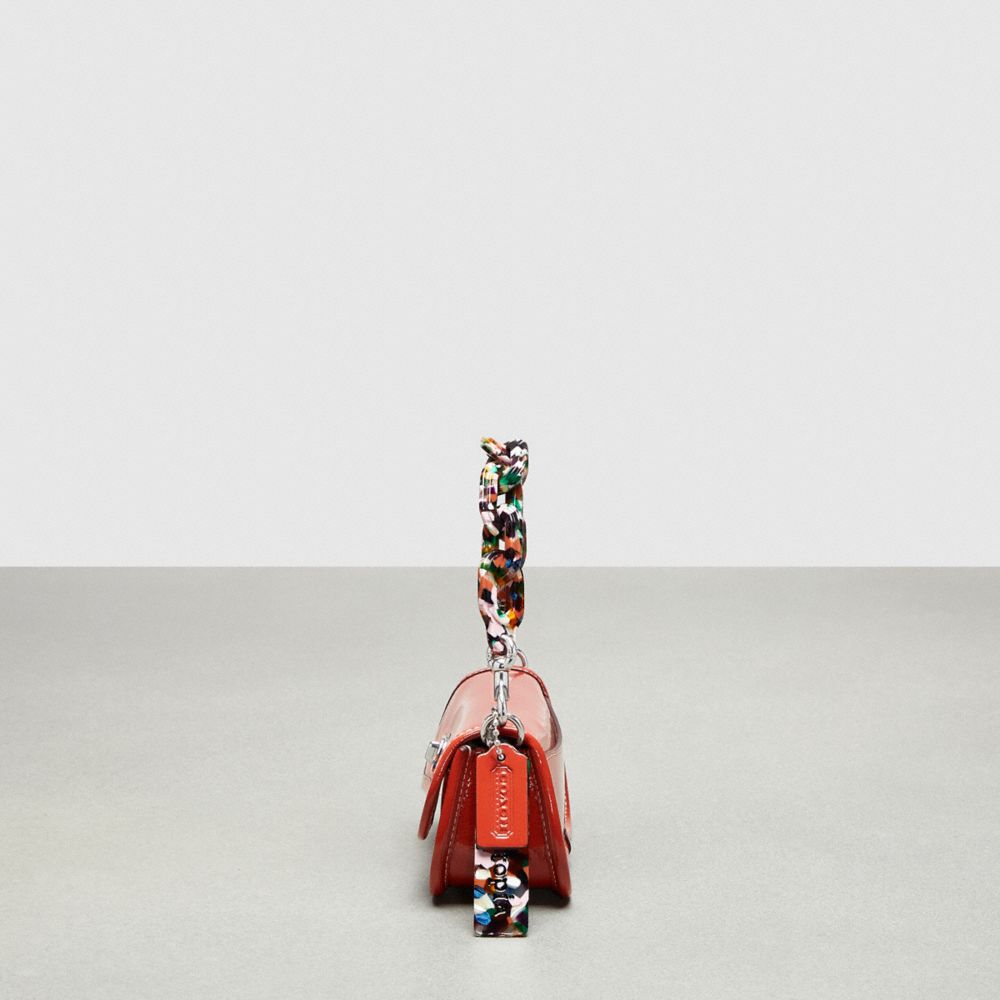 COACH®,Mini Wavy Dinky Bag In Crinkle Patent Coachtopia Leather,Leather,Shoulder Bag,Chain Detail,Logo,Day Party,Burnt Orange,Group View