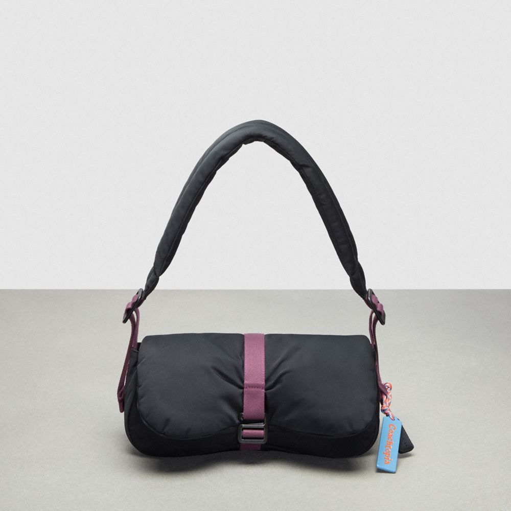 COACH®,Coachtopia Loop Puffy Wavy Dinky Bag,Recycled Polyester,Medium,Coachtopia Loop,Black,Front View