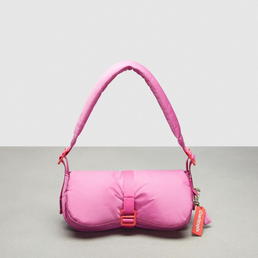 COACH®,Coachtopia Loop Puffy Wavy Dinky Bag,Recycled Polyester,Medium,Coachtopia Loop,Bright Magenta,Front View image number 0