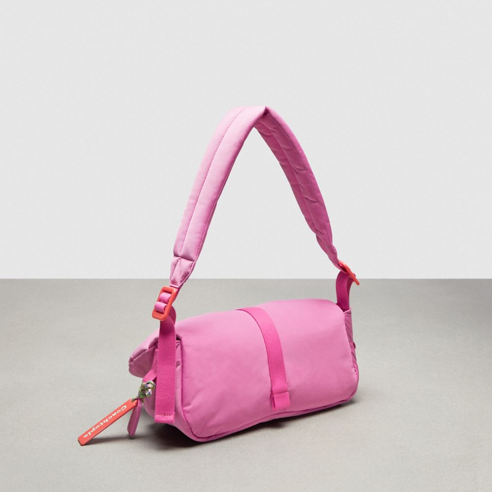 COACH®,Coachtopia Loop Puffy Wavy Dinky Bag,Recycled Polyester,Medium,Coachtopia Loop,Bright Magenta,Angle View