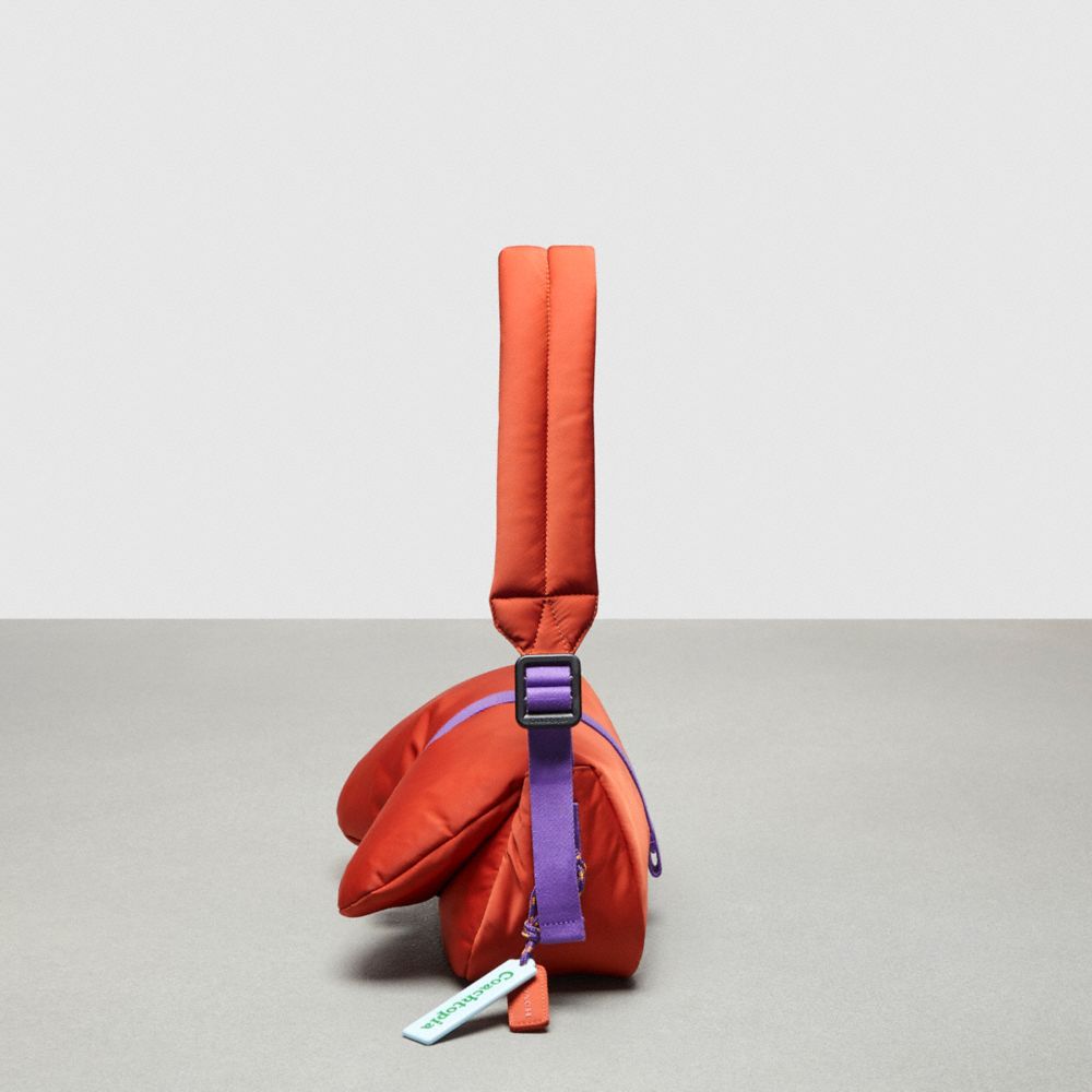 COACH®,Coachtopia Loop Puffy Wavy Dinky Bag,Lining Recycled Polyester,Recycled Polyester,Shoulder Bag,Plastic,Logo,Gunmeta...,Burnt Orange,Group View