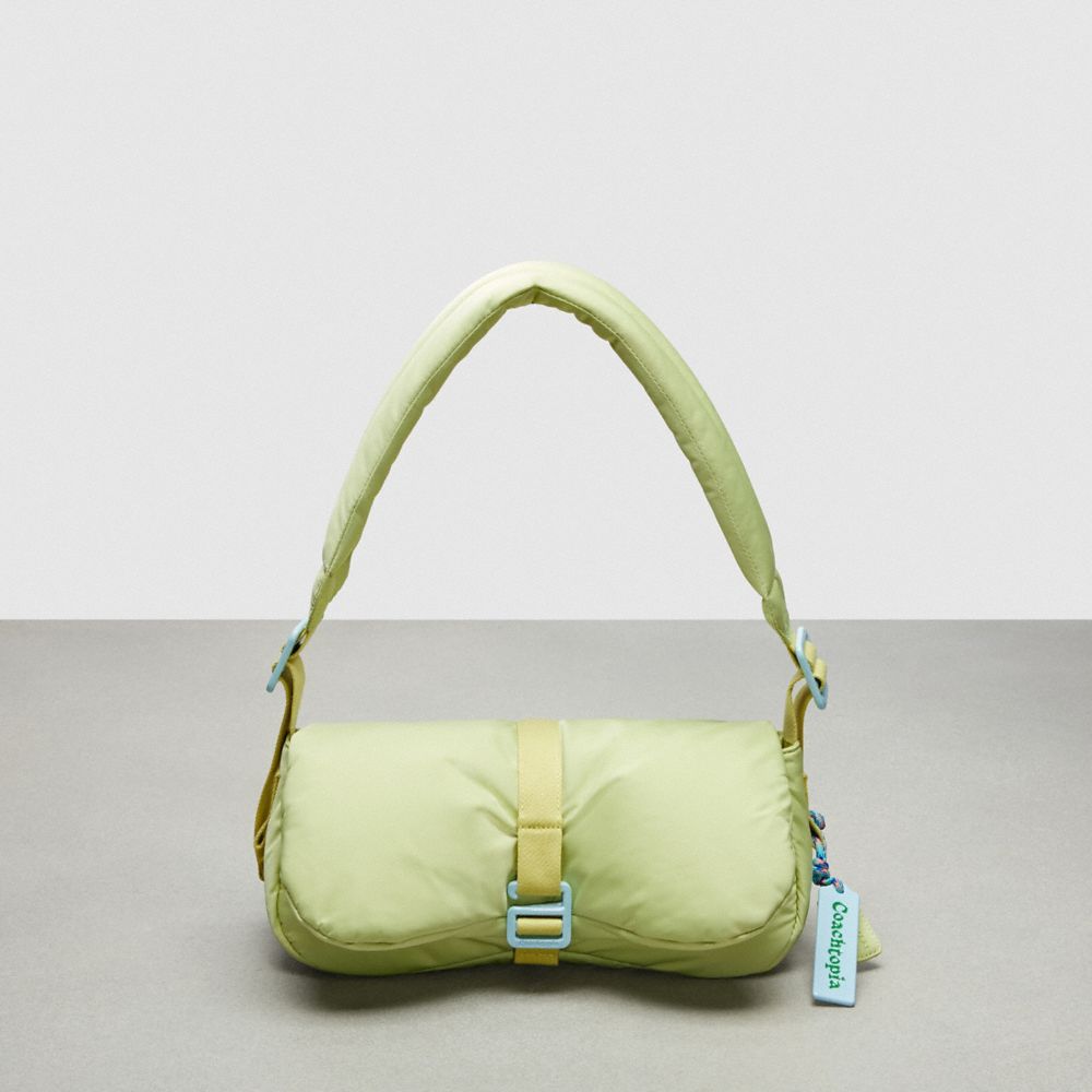 COACH®,Coachtopia Loop Puffy Wavy Dinky Bag,Recycled Polyester,Medium,Coachtopia Loop,Pale Lime,Front View