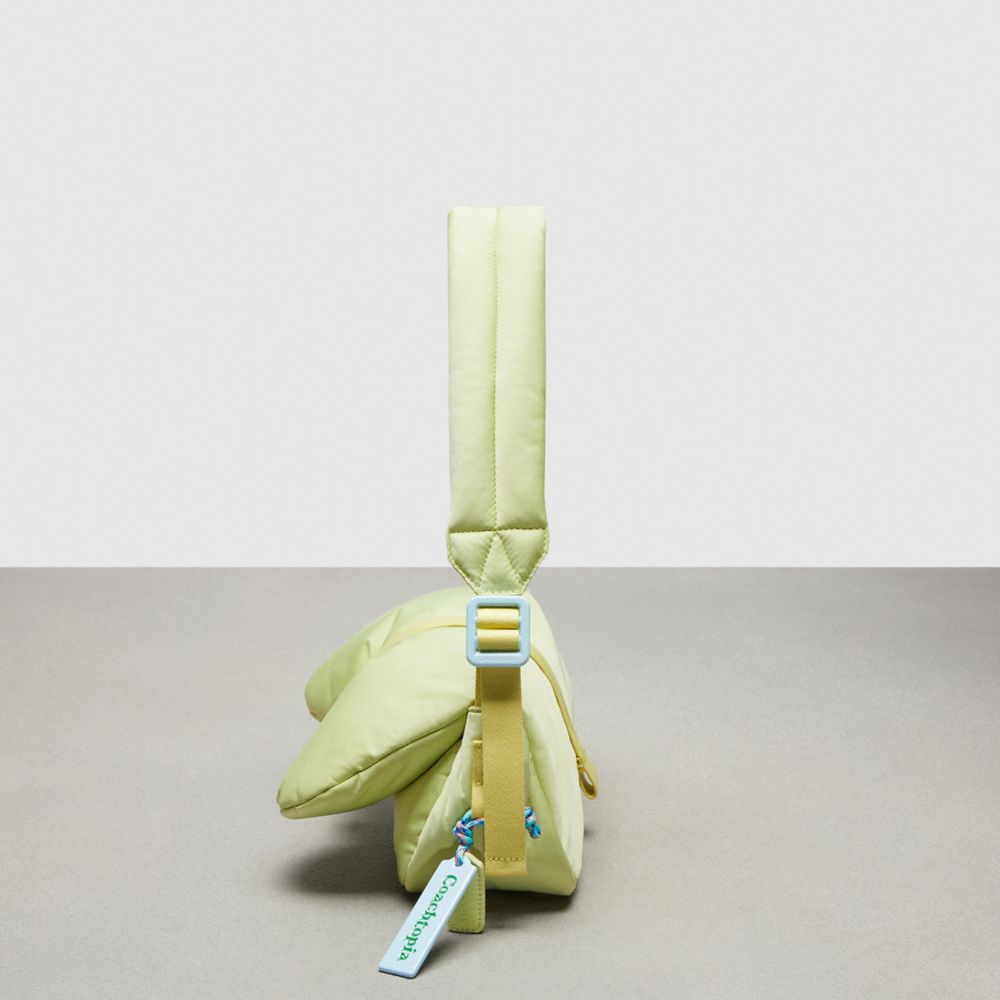 COACH®,Coachtopia Loop Puffy Wavy Dinky Bag,Lining Recycled Polyester,Recycled Polyester,Shoulder Bag,Plastic,Logo,Gunmeta...,Green,Group View