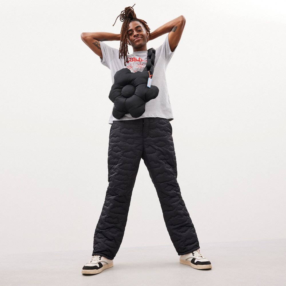 COACH®,Sac floral gonflé à boucle Coachtopia,Polyester recyclé,Coachtopia Loop,Noir,Detail View