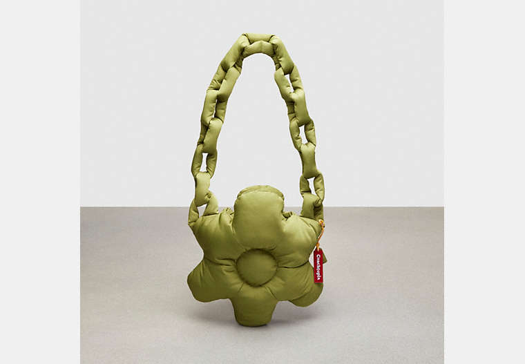 COACH®,Coachtopia Loop Puffy Flower Bag,Olive Green,Front View
