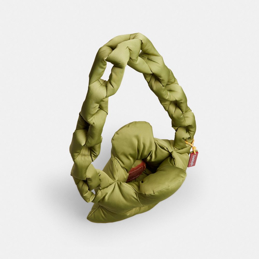 COACH®,Coachtopia Loop Puffy Flower Bag,Recycled Polyester,Lining Recycled Polyester,Shoulder Bag,Plastic,3D Embellishment...,Olive,Inside View,Top View