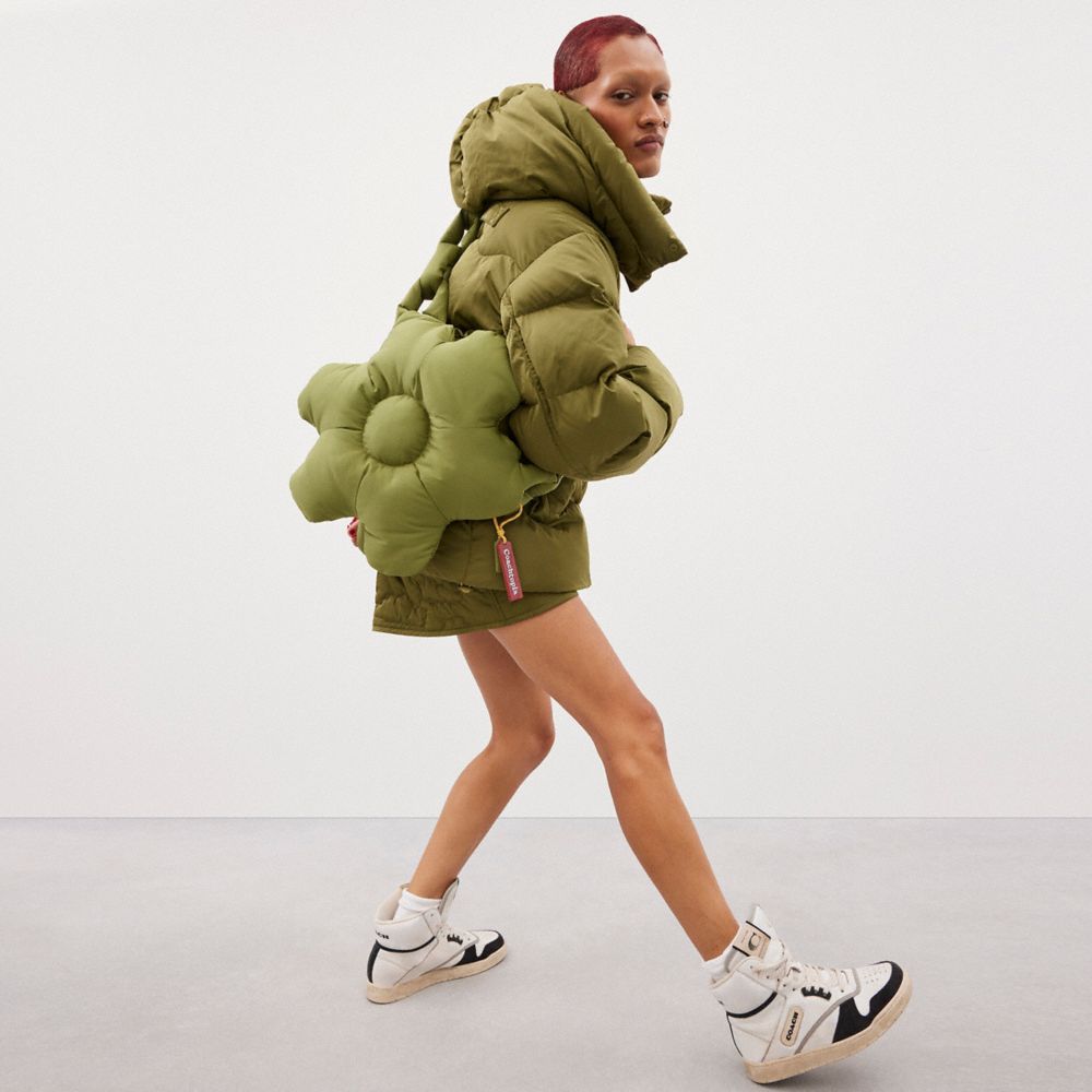 COACH®,Coachtopia Loop Puffy Flower Bag,Recycled Polyester,Lining Recycled Polyester,Shoulder Bag,Plastic,3D Embellishment...,Olive,Detail View