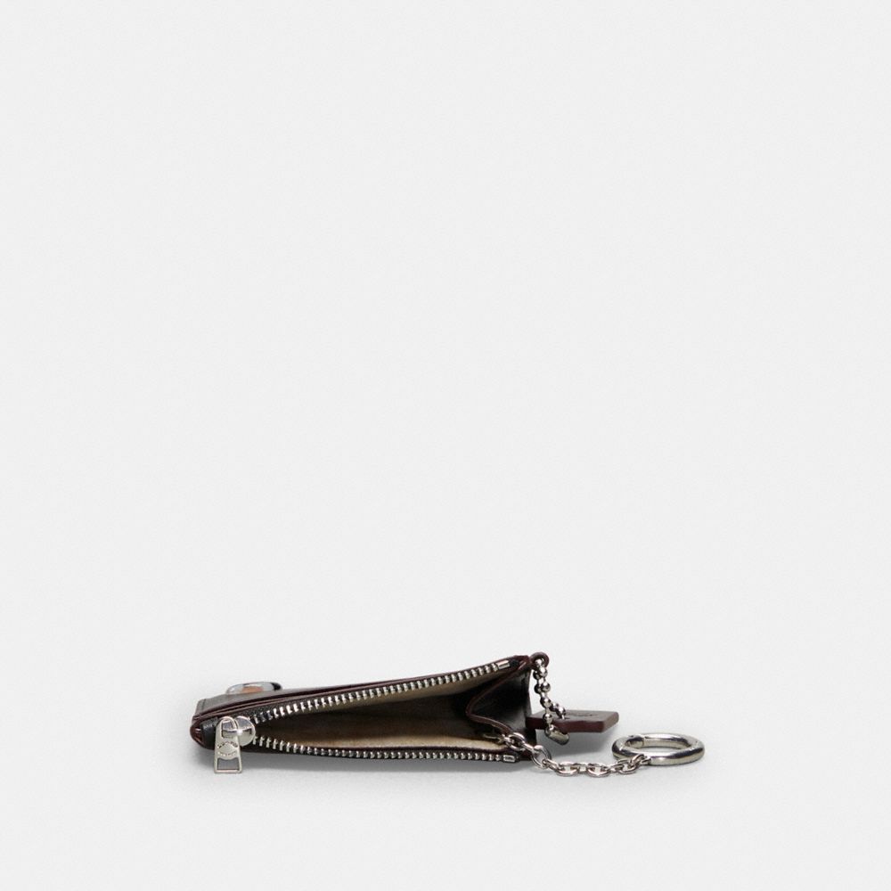 Coach Wazy Zip Card Case With Key Ring In Topia Leather In Black
