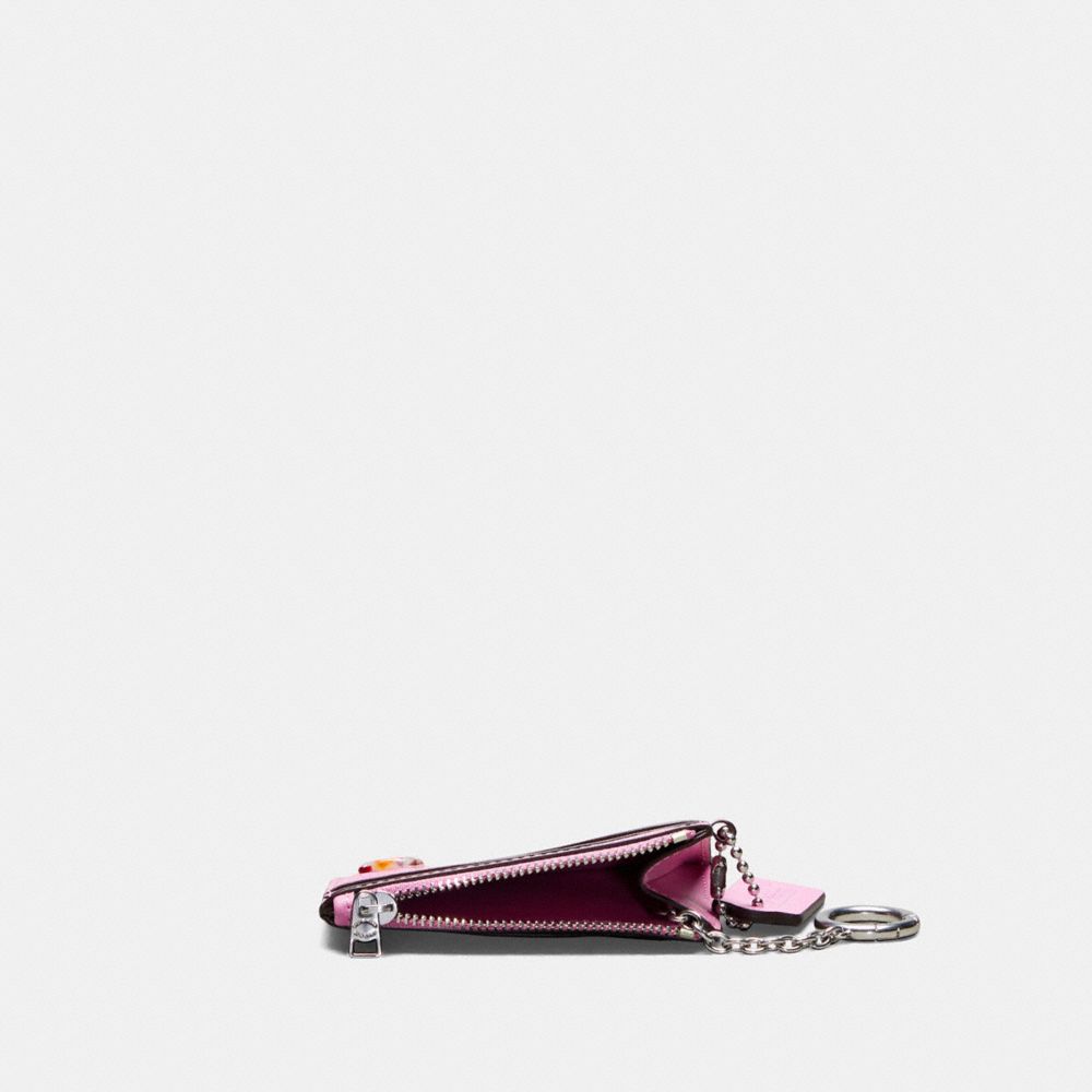 COACH®,Wavy Zip Card Case With Key Ring In Smooth Coachtopia Leather,Small,Bright Magenta,Inside View,Top View