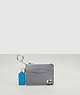 COACH®,Wazy Zip Card Case with Key Ring in Coachtopia Leather,Small,Washed Steel,Front View