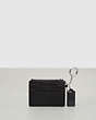 COACH®,Wavy Zip Card Case with Key Ring in Coachtopia Leather: Caterpillar Motif,Black,Back View