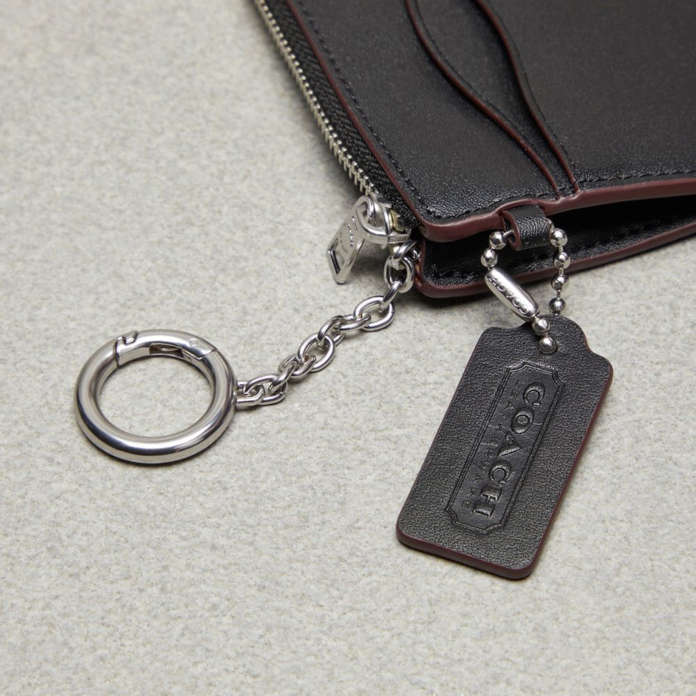 Wavy Zip Card Case With Key Ring In Coachtopia Leather: Caterpillar Motif
