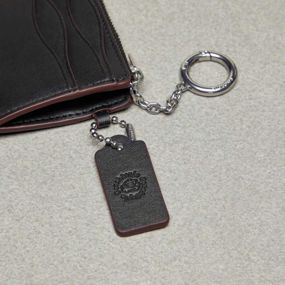 Wavy Zip Card Case With Key Ring In Coachtopia Leather: Caterpillar Motif