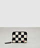 COACH®,Zip Around Wallet in Checkerboard Upcrafted Leather,Checkerboard,Black/Chalk,Front View
