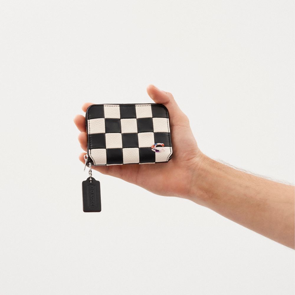 COACH®,Zip Around Wallet In Checkerboard Upcrafted Leather,Leather,Coin,Logo,Casual,Multi Color,Detail View