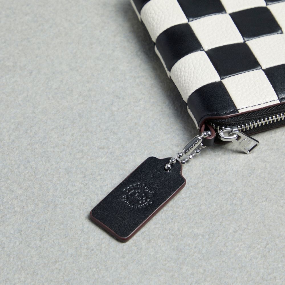 COACH®,Zip Around Wallet In Checkerboard Upcrafted Leather,Leather,Coin,Logo,Casual,Multi Color