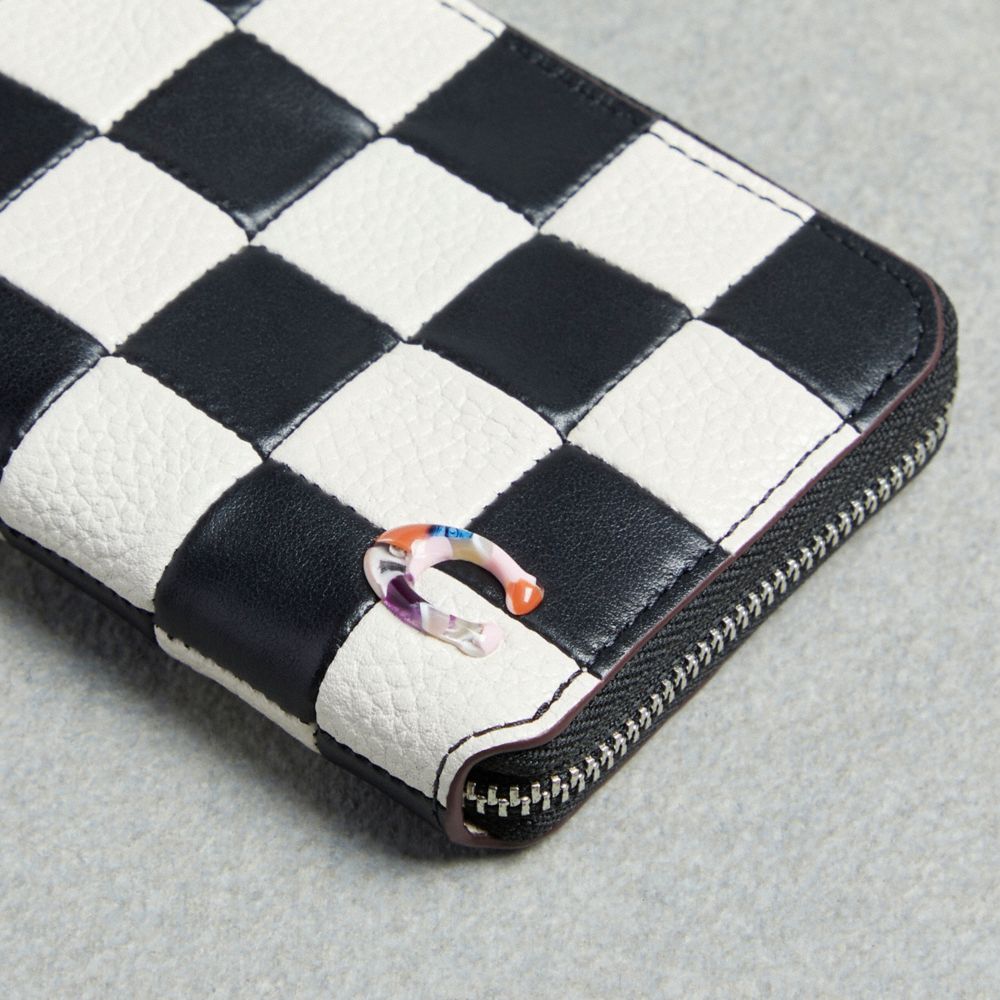COACH®,Zip Around Wallet In Checkerboard Upcrafted Leather,Leather,Coin,Logo,Casual,Multi Color,Closer View