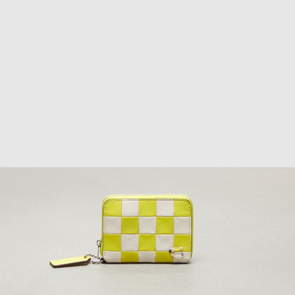 COACH®,Zip Around Wallet In Checkerboard Upcrafted Leather,Leather,Coin,Logo,Casual,Multi Color,Front View