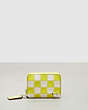 COACH®,Zip Around Wallet in Checkerboard Upcrafted Leather,Mini,Checkerboard,Bright Yellow/Chalk,Front View
