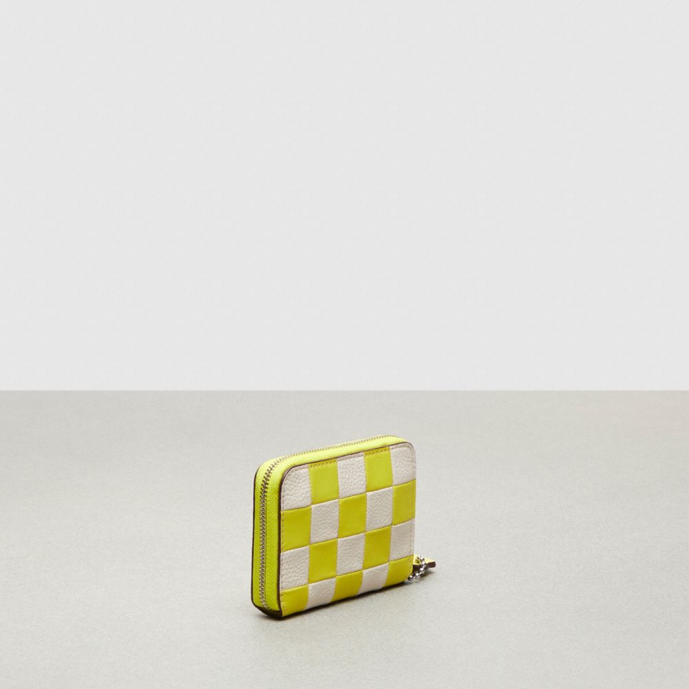 COACH®,Zip Around Wallet In Checkerboard Upcrafted Leather,Leather,Coin,Logo,Casual,Multi Color,Angle View